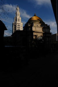 View of historic building against sky at dusk