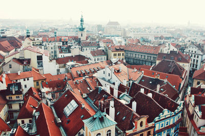 High angle view of buildings in city