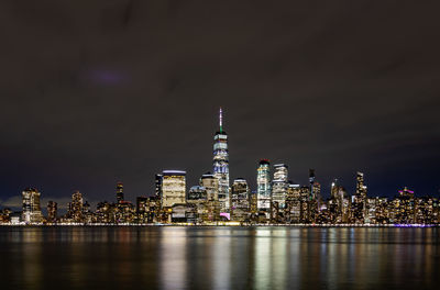 New york city skyline at night from across the hudson river