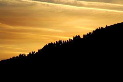Silhouette landscape against sky during sunset