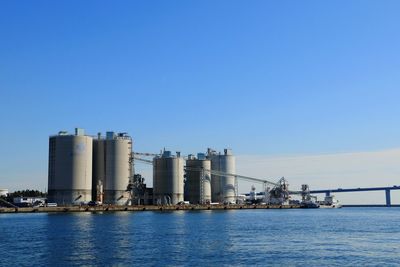 Factory against clear blue sky