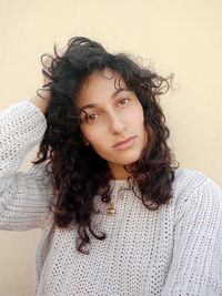 Portrait of beautiful young woman without makeup