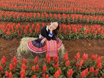 Woman with flowers