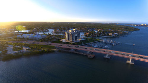 High angle view of city