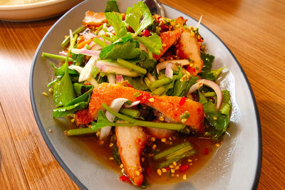 High angle view of meal served in plate