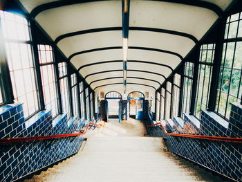 High angle view of covered staircase