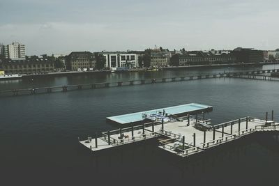 View of river with buildings in background