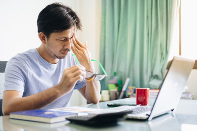 Man working on table