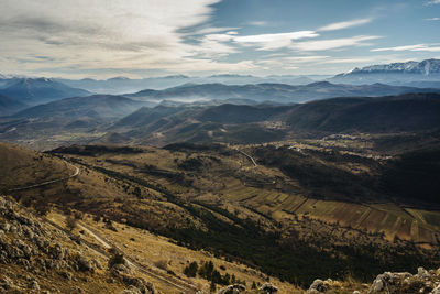 High angle view of landscape against sky