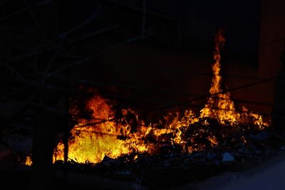 Close-up of bonfire at night