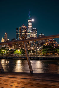 Illuminated city at night