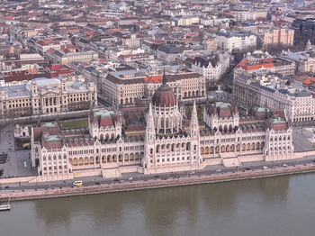 Discover the beauty of budapest aerial view of hungarian parliament building and danube river