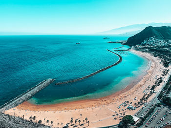 High angle view of sea against sky