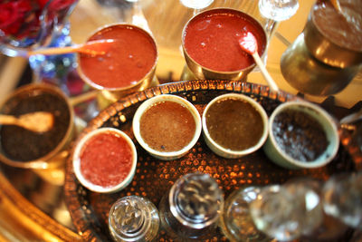 Close up of spices in containers