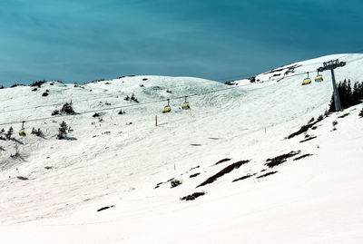 Scenic view of snow covered mountains against sky