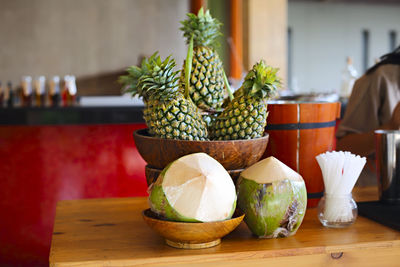 Close-up of fruits on table