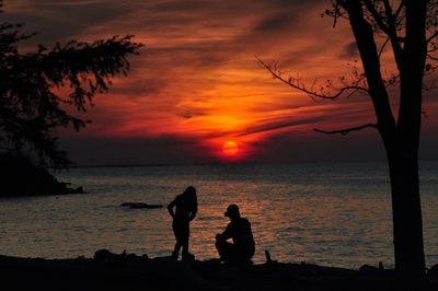 Scenic view of sunset over sea