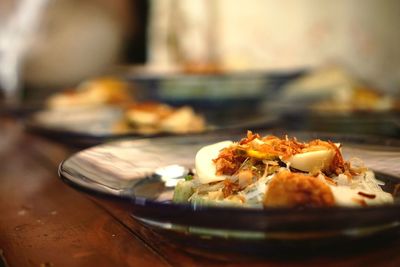 Close-up of meal served in plate