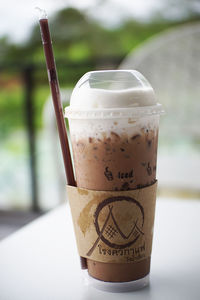 Close-up of coffee on table