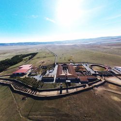 Aerial view of land against sky