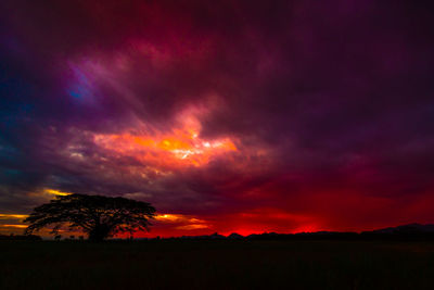 Silhouette of landscape at sunset