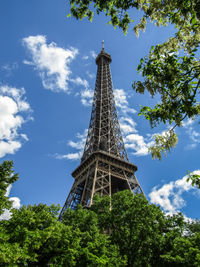 Low angle view of eiffel tower against sky