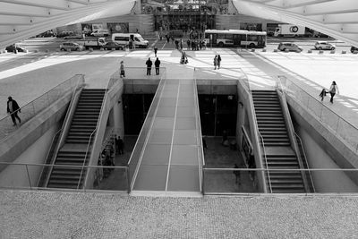 High angle view of people at gare do oriente