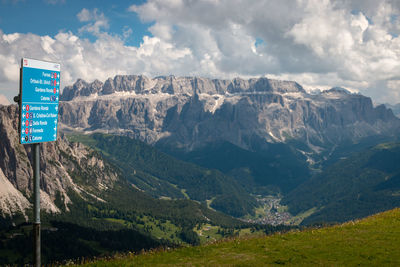 Scenic view of sella group mountains against sky