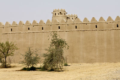 Low angle view of fort against sky