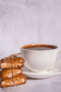 Close-up of coffee cup on table