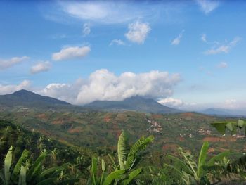 Scenic view of mountains against sky