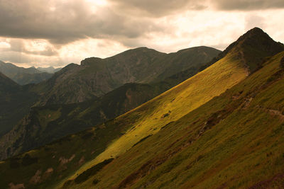 Scenic view of mountains against sky