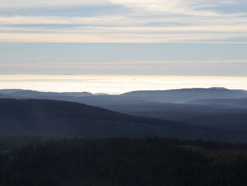 Scenic view of landscape against sky during sunset