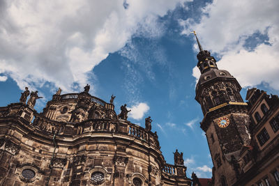 Low angle view of temple building against sky