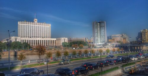 High angle view of city street