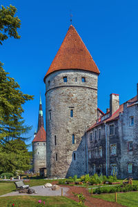Medieval city wall with towers in tallinn, estonia