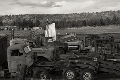 View of damaged landscape against sky