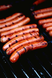 Close-up of meat on barbecue grill