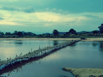 Scenic view of lake against sky