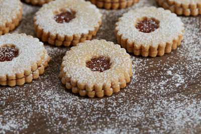 Close-up of cookies on table