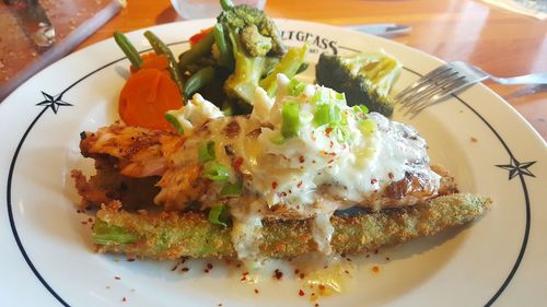 Close-up of food served in plate