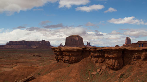 Panoramic view of rock formations against sky