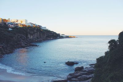 Scenic view of sea against clear sky