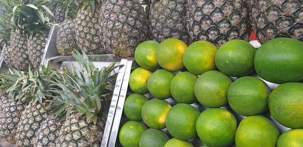 High angle view of fruits for sale in market