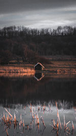 Scenic view of lake against sky