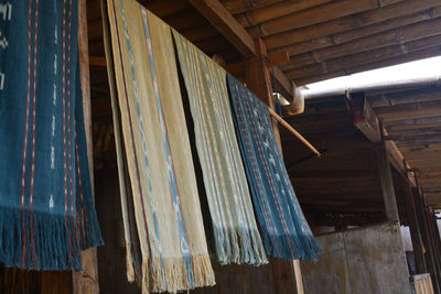 Low angle view of roof hanging from ceiling