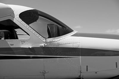 Close-up of airplane against clear sky