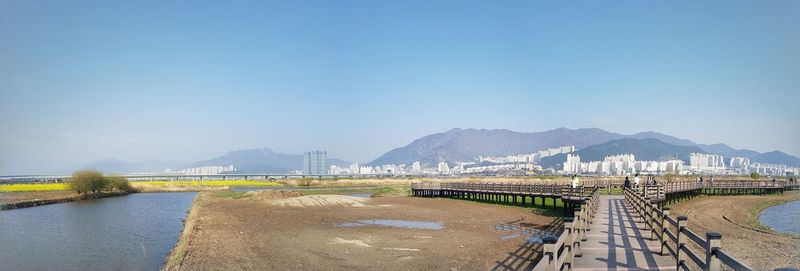 Scenic view of mountains against clear sky