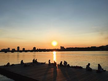 Scenic view of sunset over sea