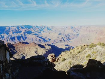 Scenic view of mountain range against sky